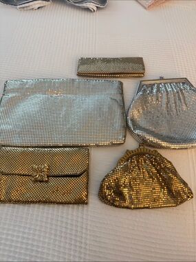 Vintage Gold and Silver Mesh Evening Clutch Set -